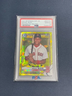 2021 Bowman Chrome Miguel Bleis Yellow Sapphire /50 PSA 10 - Image 1 of 2