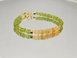 AAA+ Yellow Citrine & Peridot Beaded Bracelet Money & Prosperity Bracelet - Picture 1 of 5