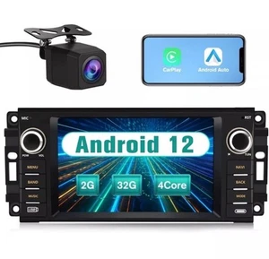 For Jeep Wrangler Dodge Chrysler Apple Carplay Android 12 Bluetooth GPS Camera - Picture 1 of 1