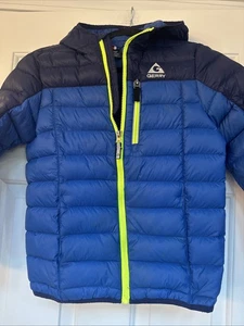 Gerry Jacket Youth M 7/8 Down Fill Power 650 Hooded Full Zip Coat Blue Navy - Picture 1 of 10