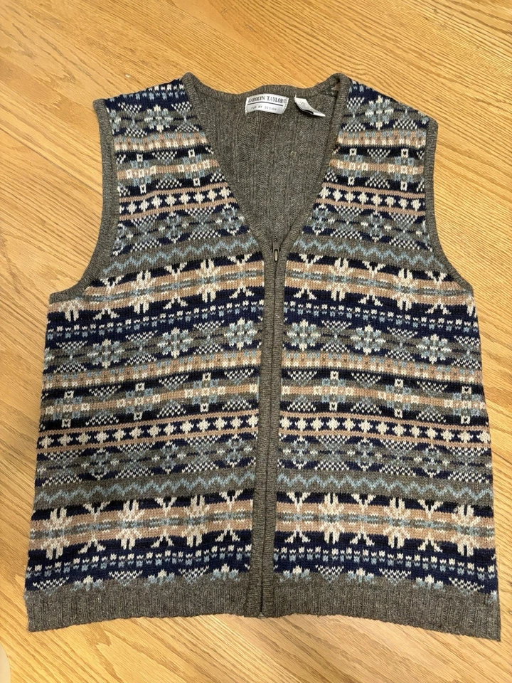 Chaleco Suéter de Lana Grande para Mujer Carolyn Taylor Años 80 Azteca Occidental Navidad Foto 1 de 4