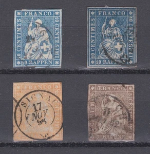 Schweiz - vier imperfekte sitzende Helvetien - Bild 1 von 7