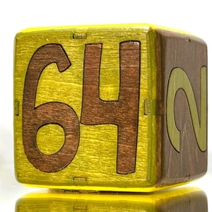 64.Tricolor.Moss.Brown.Yellow - Backgammon Doubling Cube - 36mm - Picture 1 of 9