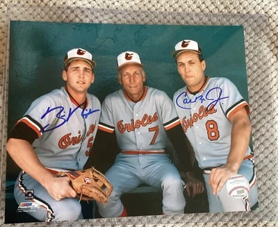 Cal Ripken Jr Sr Bill Autographed Photo Family Baltimore Orioles 8x10 - Image 1 of 4