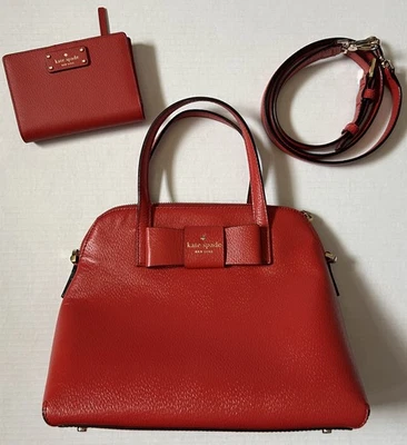 KATE SPADE NEW YORK Maise Matthews Street Satchel - Red Handbag Purse & Wallet - Image 1 of 4