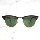 Ray-Ban RB3016 Clubmaster W0366 Brown Gold Sunglasses green lens 49-21-140