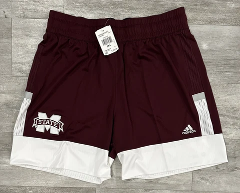 Adidas Mississippi State Bulldogs Maroon Basketball Sideline Shorts Size 2XL NEW Cover