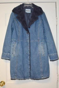 Vintage Bombshell Mantel lang verblasst Jeans Denim Damen M blau mit Knopfleiste Trench - Bild 1 von 15