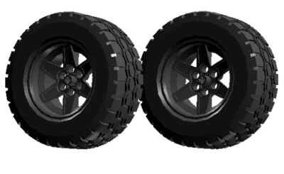 2 Lego GIANT Tires + Wheels  (technic,tire,tread,car,truck,tank,unimog) - Image 1 of 3