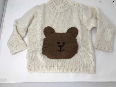 Suéter Baby GAP Bear Cuello Redondo - Vacaciones, Navidad, Manga Larga Tejido con Cable  Foto 1 de 4