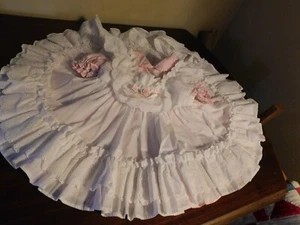 Mini World Vestito Bambino Full Circle Vintage USA 2 Pezzi Tieback Pinafore 6-9 Mesi - Foto 1 di 10