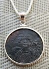Roman Empire Byzantine Maurice Tiberius Large Coin Pendant 925 Silver Necklace
