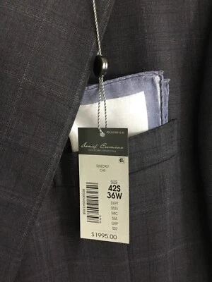 Daniel Cremieux 2-Piece Suit Mens 42S 36W Loro Piana Wool Gray Windowpane $1995 - Image 1 of 4