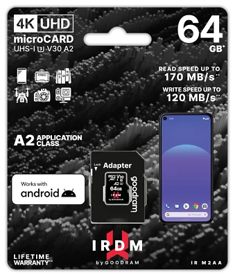 Speicherkarte 64GB SDXC  micro SD Card 4k UHS-I U3 V30 A2 Video Drohnen 170MB/s - Bild 1 von 2