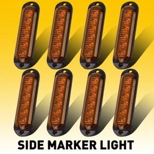 8X 6-LED Side Marker Amber Lights Clearance Light Truck Trailer RV Waterproof A - Picture 1 of 12