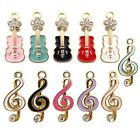 22PCS Enamel Music Note Guitar Charms Pendant with Rhinestone for Jewelry Mak...