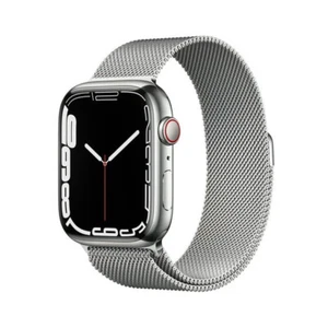 Apple Watch Series 7 45mm Silver Stainless Steel Case Milanese Loop Band MKJE3LL - Picture 1 of 5