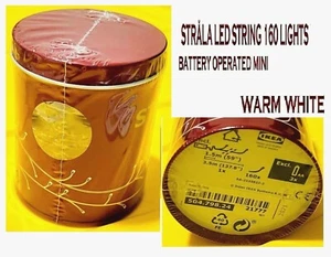 IKea STRALA LED String 160 Lights Warm White Battery Operated Mini STRÅLA New - Picture 1 of 3