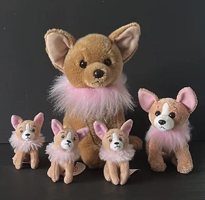 Lote de DIVAlectable Chihuahua Corgi Cachorro Perro Collar de Piel Rosa Peluche Juguete - Imagen 1 de 5