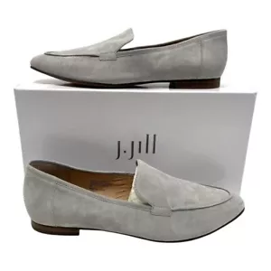 J.Jill perlgraue Wildleder-Slipper adrette Business Freizeit Loafer flache Damen 8 - Bild 1 von 16