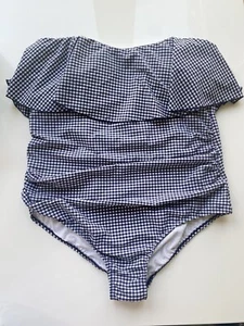 Women's Plus Size Bandeau Flounce High Coverage One Piece Swimsuit- Kona Sol 24W - Picture 1 of 11