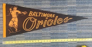 RARE c 1954 Baltimore Orioles O's Baseball Full Size Felt Pennant 29" x 11-3/4" - Picture 1 of 8