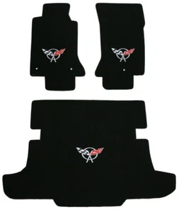 LLOYD Velourtex 3PC FLOOR MAT SET Silver C5 logos 1997 to 2004 Corvette COUPE - Picture 1 of 7