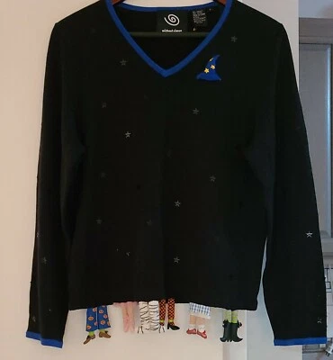 NWT 2003 Michael Simon Halloween Sweater feet wizard oz Dorothy witch mummy L - Image 1 of 4