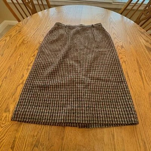 Gonna midi vintage Pendleton lana vergine a quadri taglia 14 marrone marrone chiaro - Foto 1 di 10