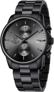 Fashion Business Mens Watches with Stainless Steel Waterproof Chronograph Quartz - Picture 1 of 8