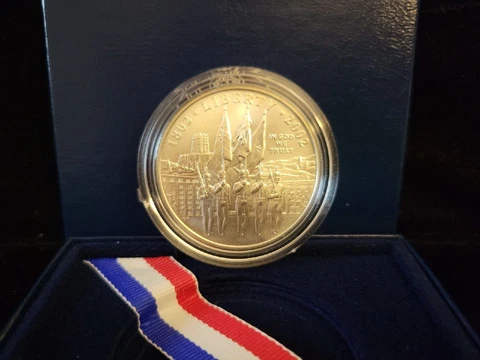 2002 U.S. Military Academy Commemorative UNC BU Silver Dollar | OGP Cover