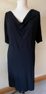 Daisy Fuentes Black Elbow Sleeve Drape Neck Midi Dress XL - Picture 1 of 3