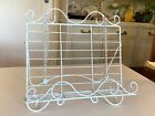Vintage Rustic Wrought Iron Scroll White Cook Book Holder Stand Metal Weights