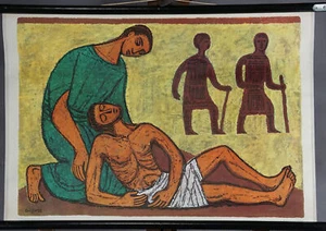 Religiöse Wandtafel Neues Testament Jesus Gleichnis barmherziger Samariter - Bild 1 von 1