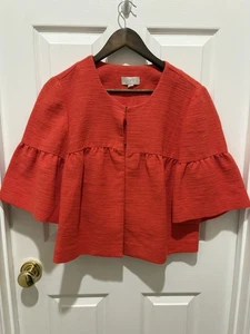 "LOFT" ORANGE BELL SLEEVE SWING TEXTURED JACKET SIZE: MEDIUM - Picture 1 of 9
