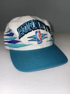 Vintage 90s Logo Athletic NBA Charlotte Hornets Diamond Cut Snapback Hat OSFA - Picture 1 of 24