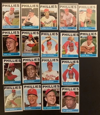 1964-Topps-PHILADELPHIA PHILLIES (18 TARJETAS)-Verde-Rojas-Vino-Amaro-DE COLECCIÓN MLB Foto 1 de 2