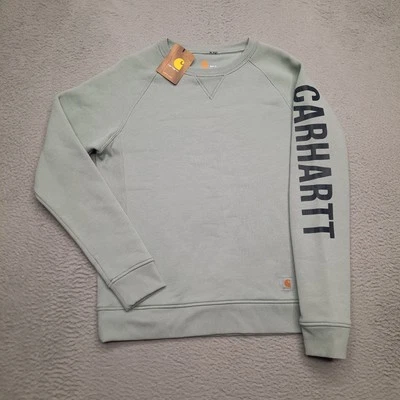 Sudadera para mujer Carhartt talla mediana verde pulóver cuello redondo relajada 104410 Foto 1 de 4