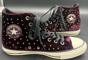 Sneakers Converse Chuck Taylor alte in velluto con borchie Sangria taglia 9 - Foto 1 di 7