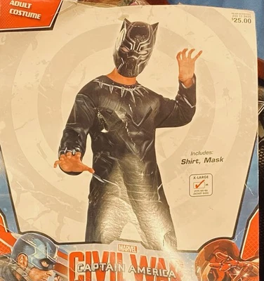 Hombres Adultos PANTERA NEGRA Película Guerra Civil Halloween Purim Disfraz Máscara Lg XL NUEVO Foto 1 de 4