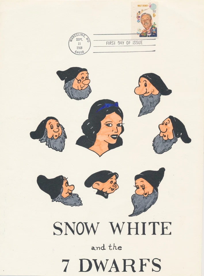 #1355 Walt Disney Hand Colored Unknown cachet First Day cover Scarce 8.25X11.5 - Image 1 of 1