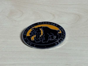 I Am A Bristol Speedway Supporter Blue Enamel Badge Orange/Black Oval - Picture 1 of 3