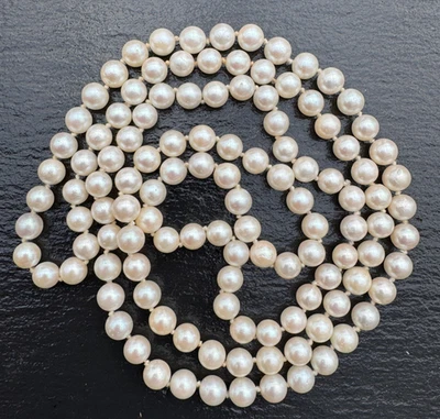 💐🏵️🌺 Echte Endlose Perlenkette, Süsswasserperlen einzeln geknüpft 53,2 Gramm - Bild 1 von 3