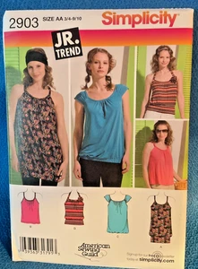 Simplicity Pattern Junior Knit Mini Dress or Tops Sz 3/4-9/10  2903 MAP - Picture 1 of 4