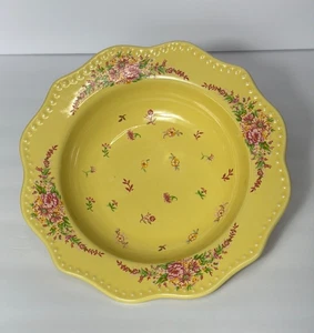 April Cornell Certified International JOSEPHINE Yellow Rim Soup Bowl Floral - Picture 1 of 7