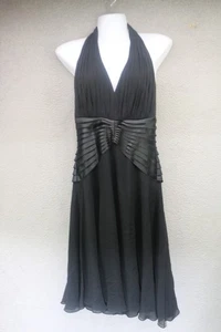 Tadashi de colección. Vestido Babydoll 100% Seda Negro Halter-Talla 6-Hada Grunge-Gótico - Imagen 1 de 12