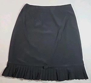 Larry Levine Womens Size 6 Black Pleated Peplum Knee Skirt Y2K Academia Stretch  - Picture 1 of 15