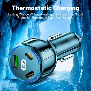 Fast Charging 90W Car Charger Adapter for Smartphones USB C Compatibility - Picture 1 of 9