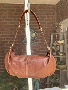 Vtg Y2K Liz Claiborne Brown Buttery Soft Leather Hobo Shoulder Bag Purse Unique - Picture 1 of 23