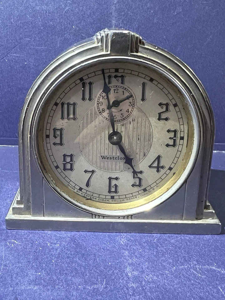 Reloj despertador vintage Westclox Dura modelo 61-D Art Deco años 30 funciona - ¡La alarma no lo hace! " Foto 1 de 4